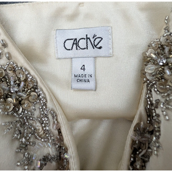 Vintage Cache Silk Dress Womens 4 Fairy Babydoll Angel Y2K Boho Beaded Whimsical - Picture 8 of 10